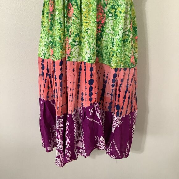 The Find Upcycled Patchwork Colorful Bohemian Hippie Boho Festival Midi Dress M - Picture 3 of 9